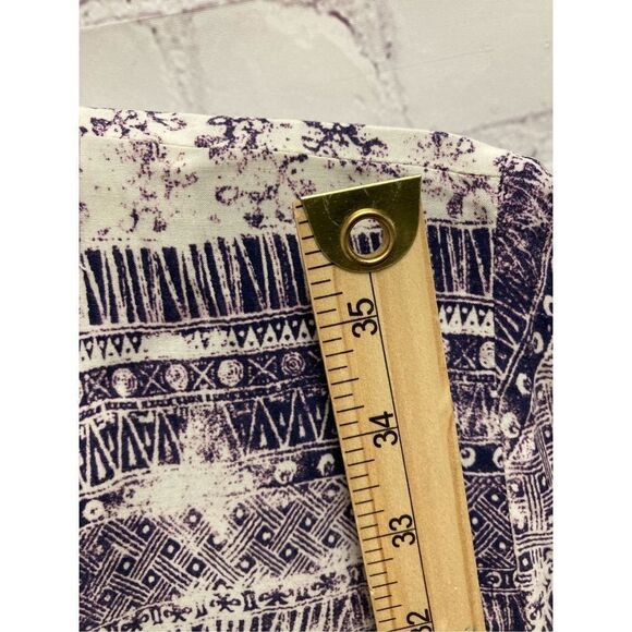 Michael Stars Womens Purple Aztec Dress 3/4 Sleeves V Neck Tie Waist Casual M - Picture 6 of 11